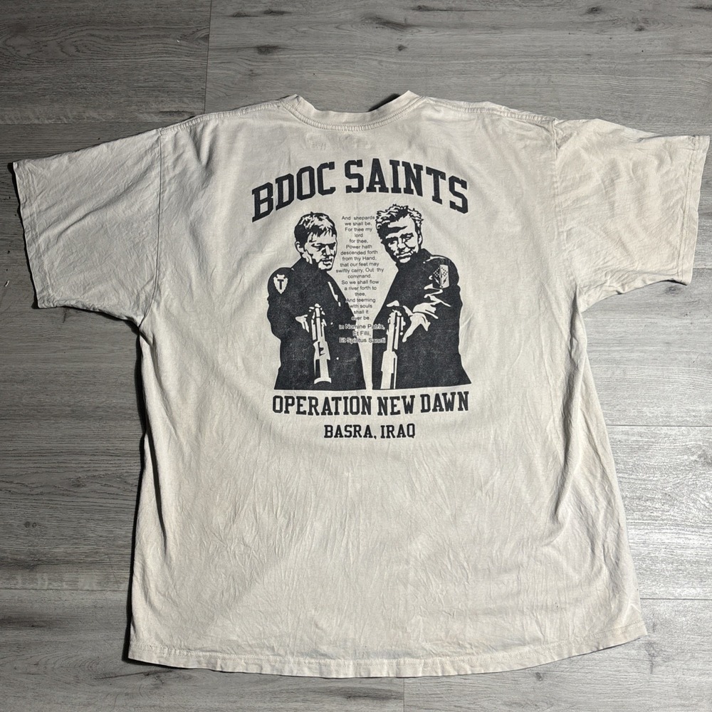 Boondock Saints BDOC Saints Operation New Dawn Iraq T-Shirt‎ 2XL Hanes Beefy T
